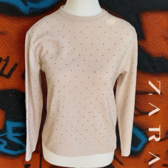 Zara Beige Women's Crew Neck Sweater - Picture 2 of 10